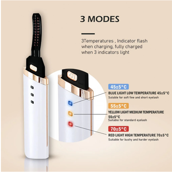 1PC Quick Heating Eyelash Curler Electric Styling Makeup Adjustable Anti-scald Eyelashes Auto-off Portable Travel Iron