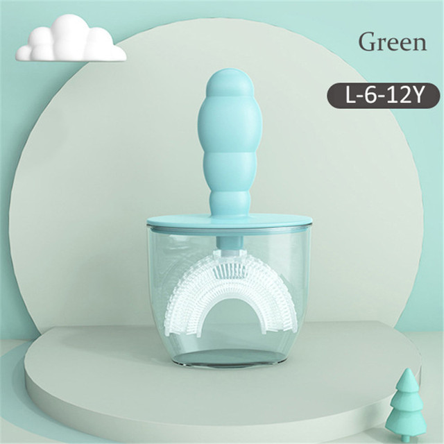 Baby Toothbrush Children Teeth Oral Care Cleaning Brush Convenient Kid Silicone Newborn U-Shaped Teethbrush with Dust Cover