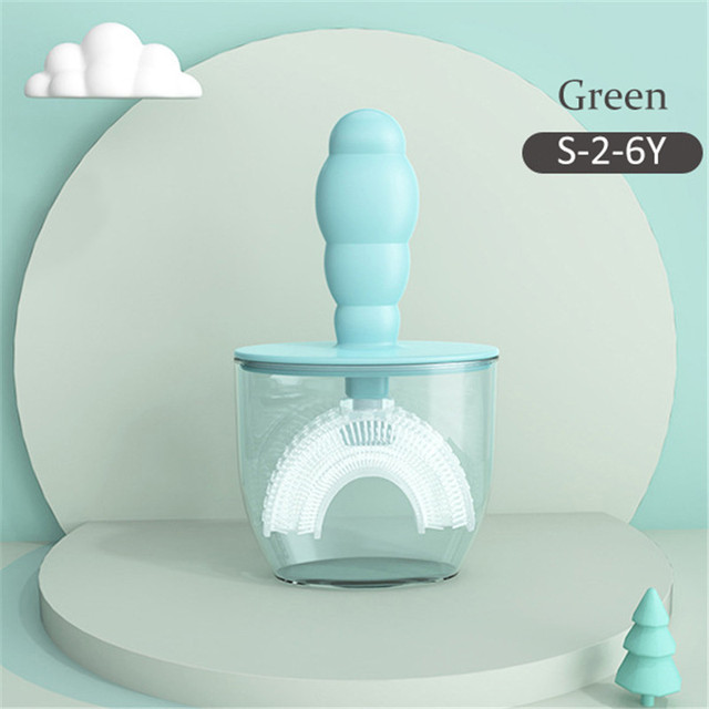 Baby Toothbrush Children Teeth Oral Care Cleaning Brush Convenient Kid Silicone Newborn U-Shaped Teethbrush with Dust Cover
