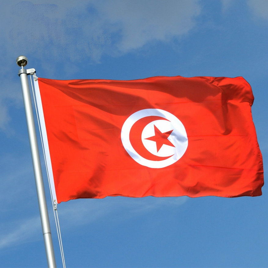 Tunisia Tunisie Flag Polyester A Red Star And Crescent Tunisian National Flags For Decoration