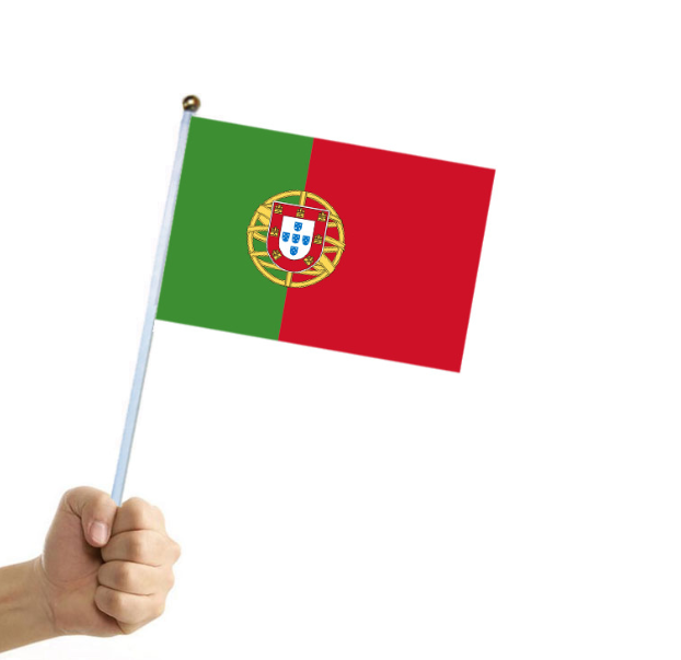 2pcs Portugal 14 * 21 cm   Outdoor Decor  Signal Waving Flag Small Banner FlagsFan cheer flag Sports
