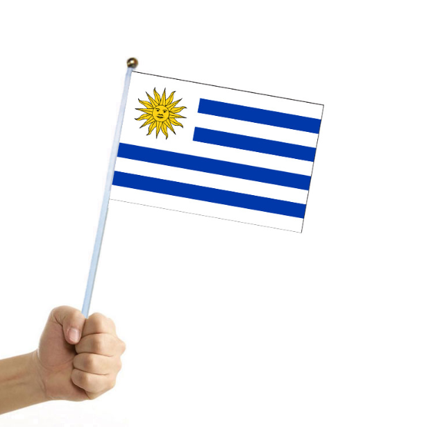 2pcs Uruguay Uruguay14*21cm  Fans Flag Craft Cheering Flags Stick World Hand Country National