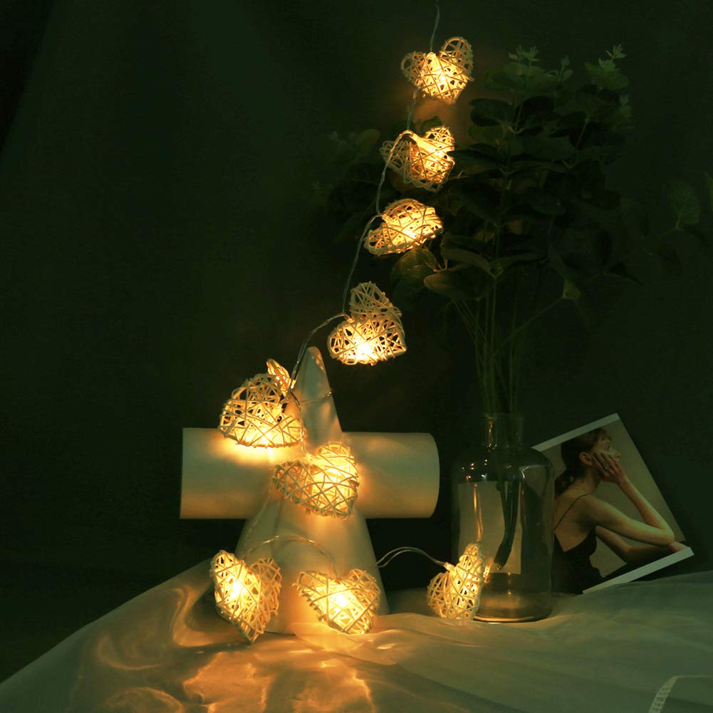 10 LEDs Rattan Balls String Lights Battery Moon Star Holiday Christmas Garland Lights for Patio Wedding Party New year