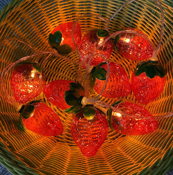 1.5M 10LEDs Strawberry Fruit Christmas Fairy String Lights Battery Powered Garden Wedding Holiday Home Decoration Gift