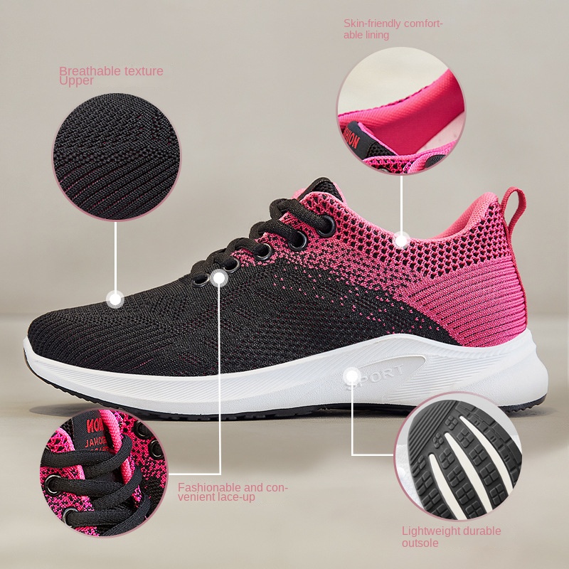 New arrivals women's casual sports shoes running shoes ladies' breathable fly woven shoes students shoes sneaker gym shoes girls fashion athletic shoes