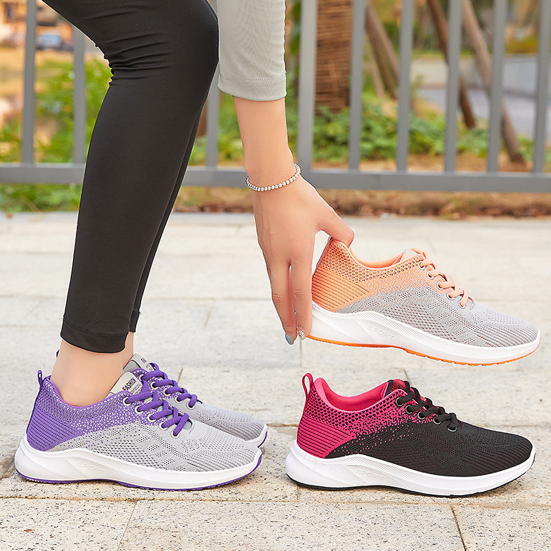 New arrivals women's casual sports shoes running shoes ladies' breathable fly woven shoes students shoes sneaker gym shoes girls fashion athletic shoes