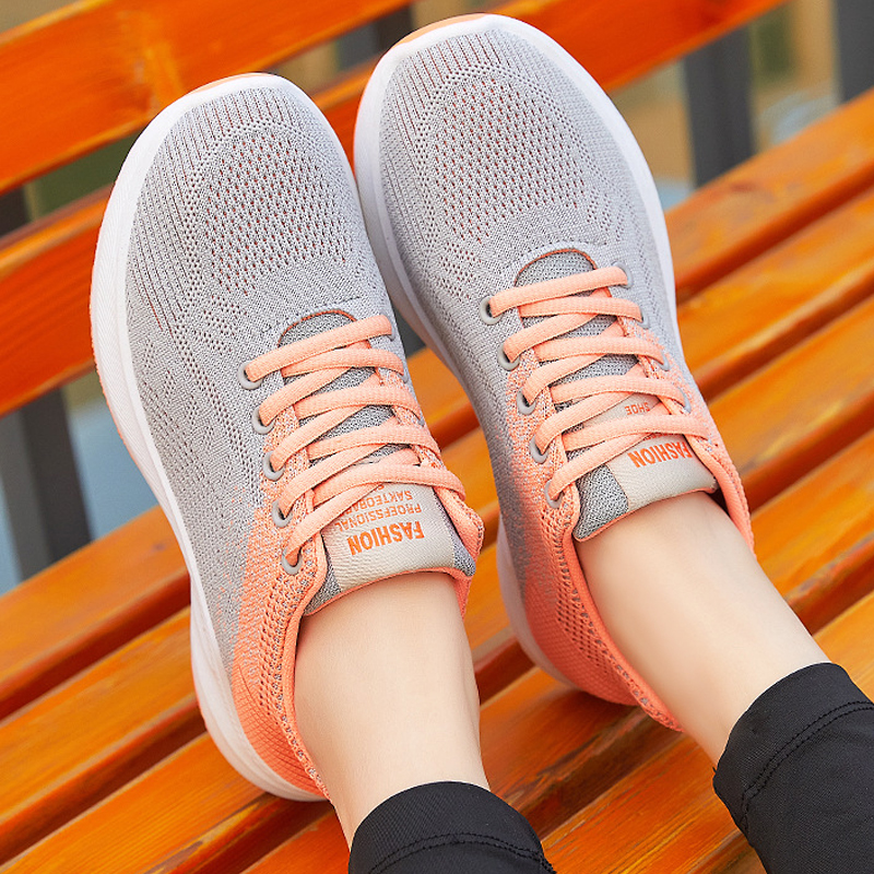 New arrivals women's casual sports shoes running shoes ladies' breathable fly woven shoes students shoes sneaker gym shoes girls fashion athletic shoes