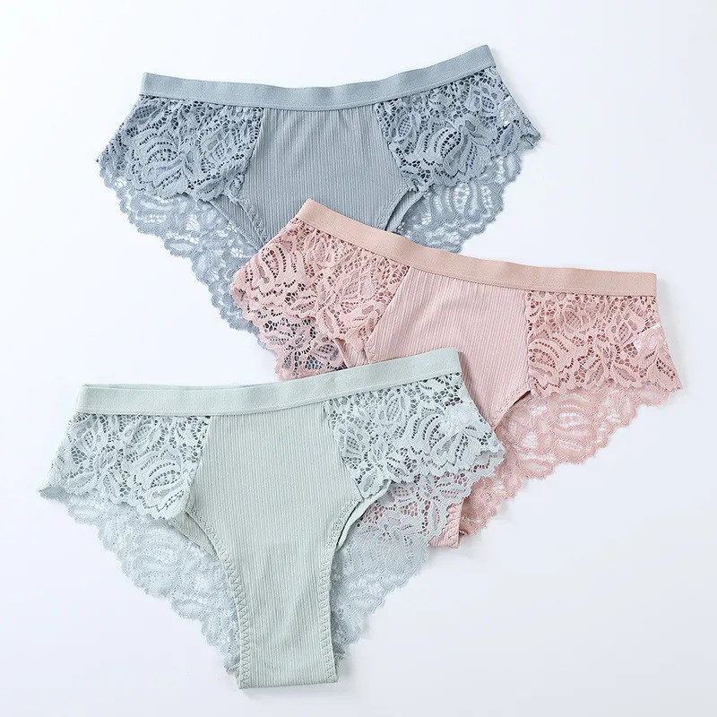 4 Pcs Cotton Panties  Panty Briefs Lace Panties Women Underwear Lingerie Panties for Female Ladies Floral Pantys Underpants