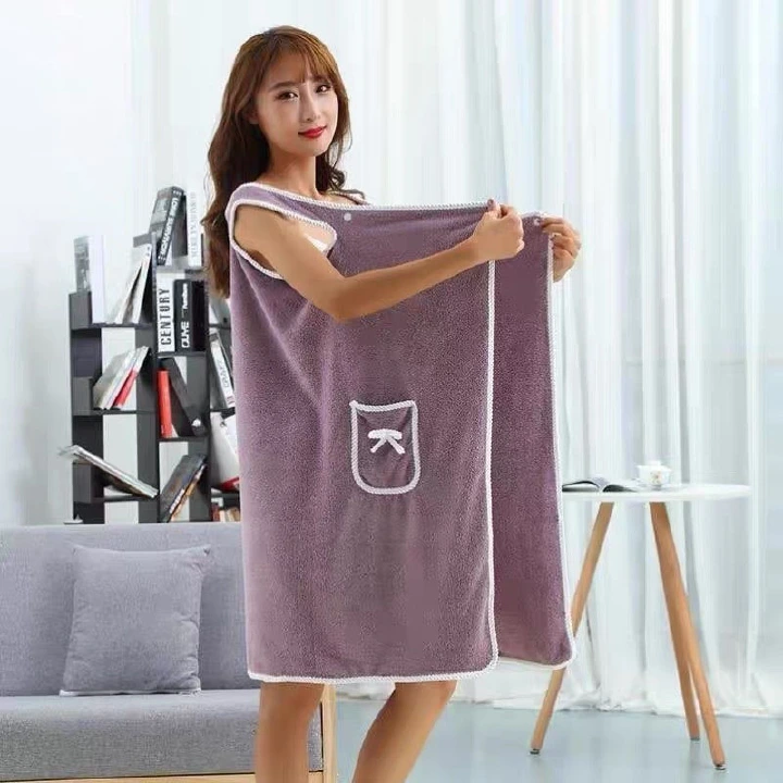 Coral Fleece Bath Towel Skirt Wearable Bathrobe Adult Ladies Summer Sling Bathroom Beach Travel Essential Absorbent Quick Dry