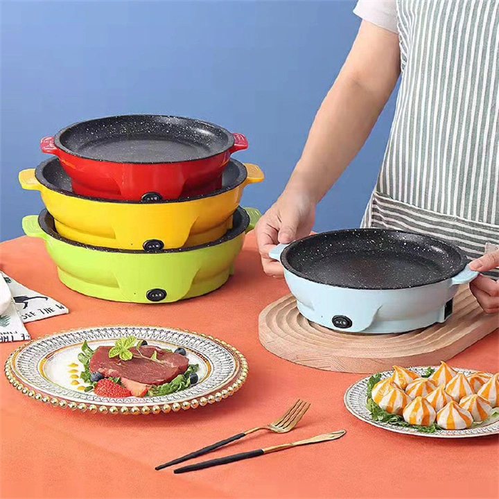 220V Rice Cooker Smokeless Frying Pan Steak BBQ Mini Multi-Function Electric Cooker Non-Stick Pan 600W Kitchen Appliances