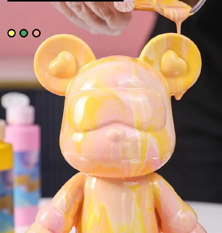 DIY Painting Bear Manual Fluid Painting Creative White Mold Made Doll Figurine Toys Home Room Decoration Doll Figurine Gift