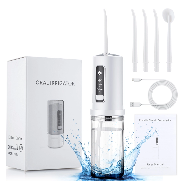 Portable Oral Irrigator Dental Water Flosser Tooth Cleaner Thread For Teeth Electric Mouth Washing Device With 4 Tip Replacement