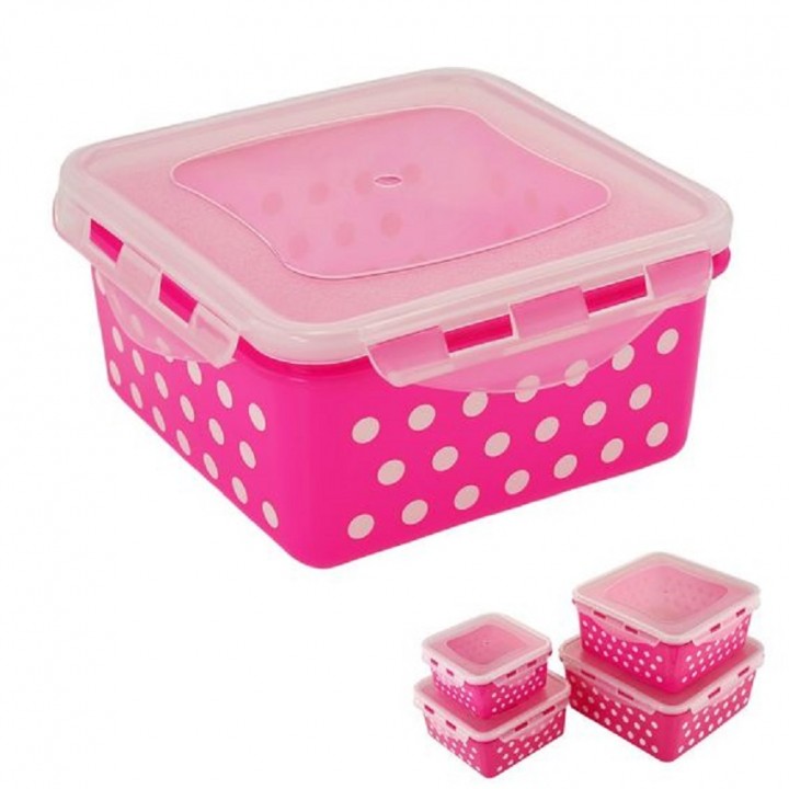 Kilimall Locking Square Airtight Food Storage Container Pink Locking Square Airtight Food Storage Container Pink Lightweight