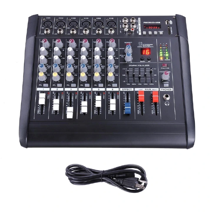 Get the Omax Powered Audio Mixer with 6 channels, Bluetooth & USB support. Perfect for DJs, bands, events, and studios. Shop now for rich, reliable sound!
