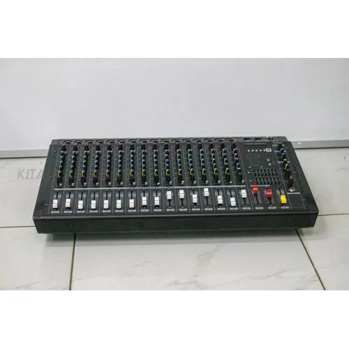 High-capacity 16-channel powered mixer with built-in amplifier, ideal for professional sound setups in concerts, studios, events, and large venues.