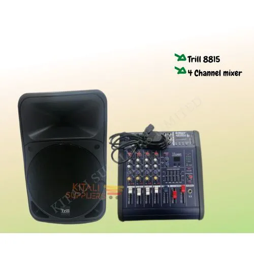 Buy the Trill powered speaker and 4-channel mixer bundle for clear, powerful sound and multi-source audio control. Perfect for live events, parties, and studios.