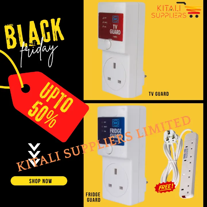 Protect your fridge & TV with voltage guards + FREE 4-way extension. Prevent appliance damage from power surges. Perfect for double door fridges. Order now on Kilimall!