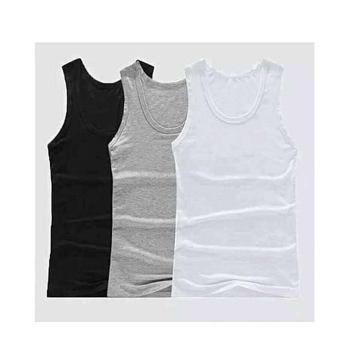 Fashion 100% Cotton Mens Fitted Vest (3Pcs) - ASSORTED