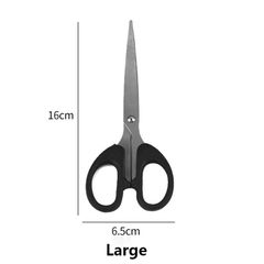 Universal stationery scissors office household kitchen sewing paper-cutting knife large, medium and small cutting thread head stainless steel handmade art scissors Black L