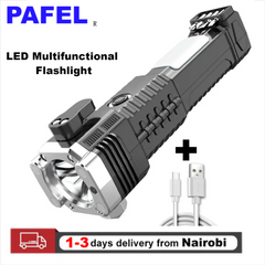 PAFEL Flashlight Self Defense Torch USB Rechargeable IPX6 Waterproof Torch Breaker Outdoor Emergency Torch Black Black normal 3W