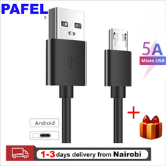 PAFEL Micro USB 5A Data Cables Fast Charger USB Micro Devices Data Sync Charging Cable Cord With Gift For Android Smartphones,Tablets,Digital Cameras Black 100CM Black 100cm