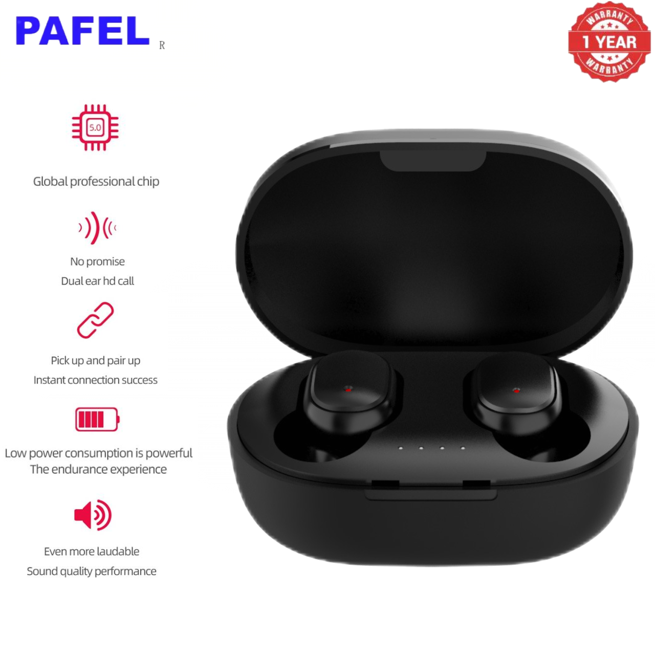 PAFEL A6S earphone TWS Wireless Bluetooth earpods Suitable for Mobile Phones Sports Music Portable Mini Wireless Headset In-Ear Noise Canceling Wireless Earbuds