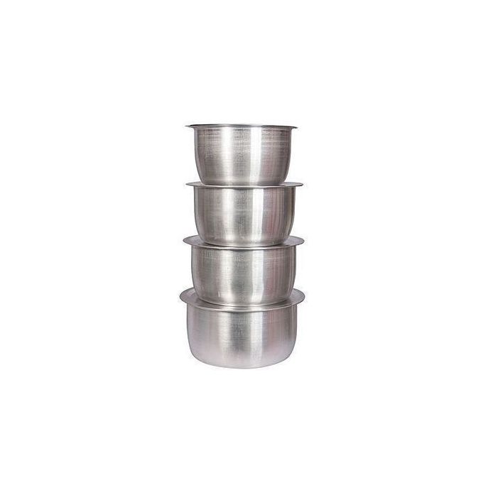 4Pcs Set Of Stainless Aluminum Sufuria No Lids