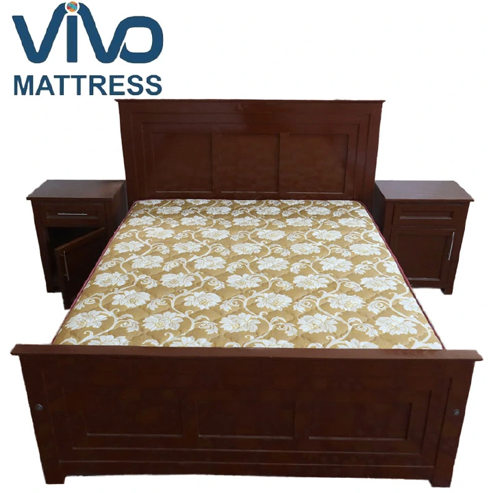 Vivo Super High Density Quilted home living bed mattress with flowers  6 ft x 6.25 ft x 10 inch
