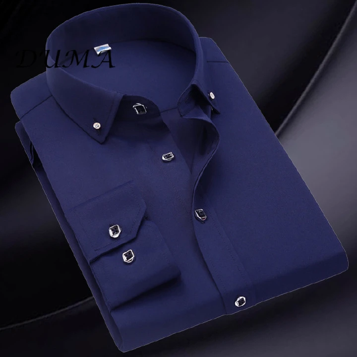 "Beauty Afrika" Free shipping man Long-sleeved shirt business affairs leisure time Solid color Drill buckle Men's shirt