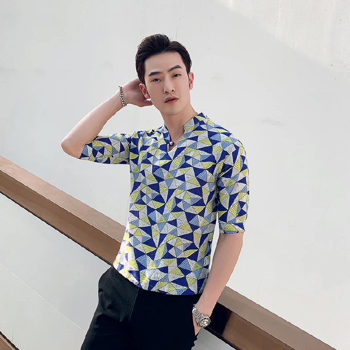 "DUMA"summer shirt Pyramid printing easy shirt Short sleeve