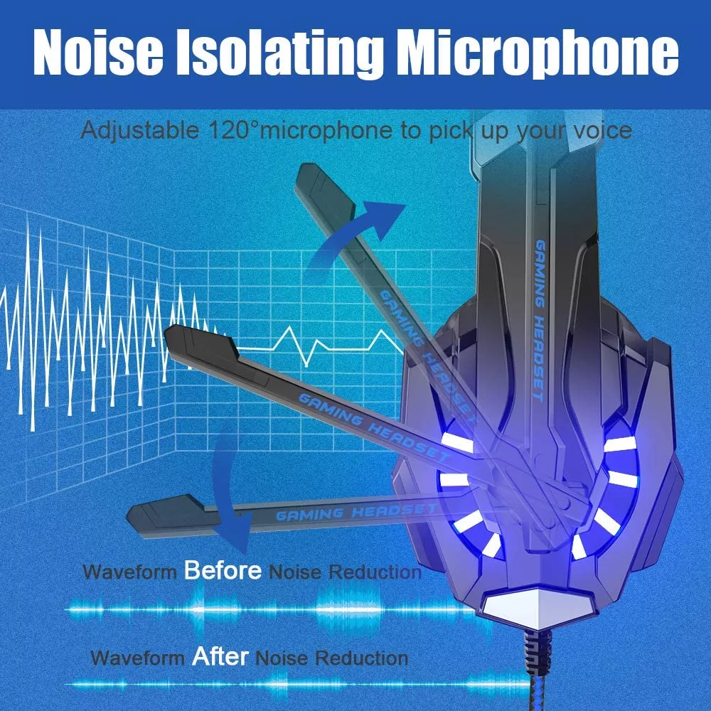 G9000 Gaming Headset Deep Bass Stereo Game Headphone with Microphone LED Light for PC Laptop+Gaming Mouse+Mice Pad