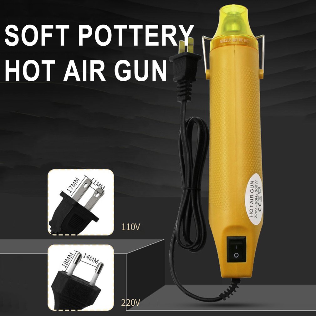 300W Power Mini Heat Gun Electric Soft Ceramic Hot Air Gun Ligthweight Handhold Air Shrink DIY Embossing Drying Paint Heat Gun