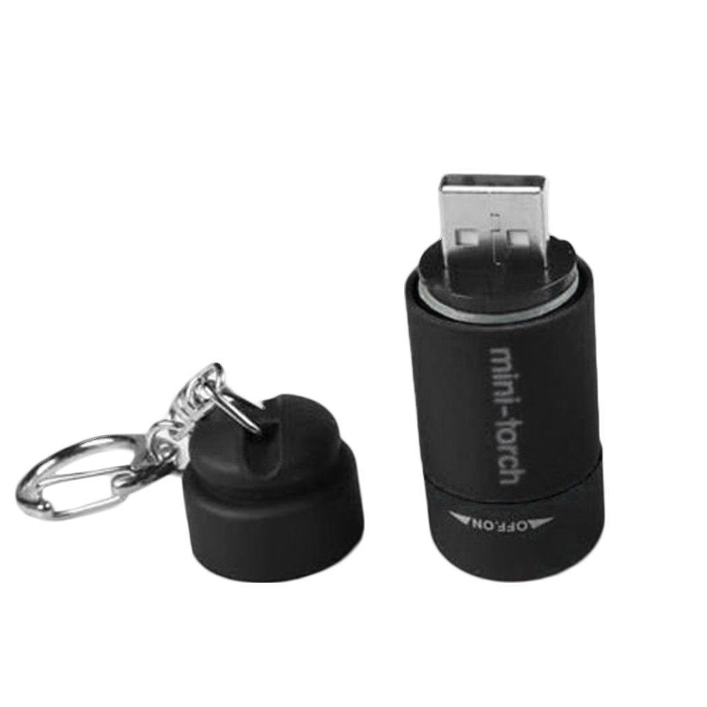 Portable Mini Keychain Pocket Torch USB Rechargeable LED Light Flashlight 0.5W 25lm Waterproof Outdoor Camping Flashlight