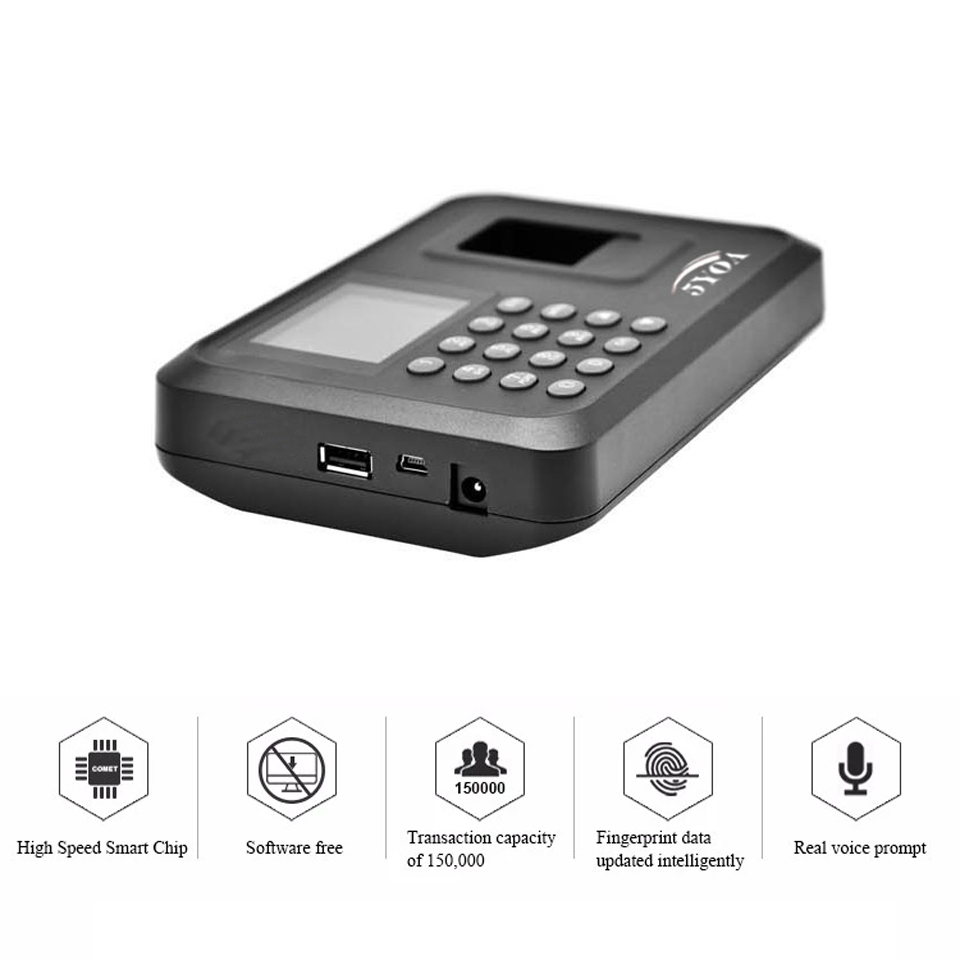 biometric fingerprint punch usb time clock office attendance system recorder timing employee machine reader