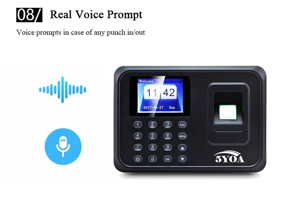 biometric fingerprint punch usb time clock office attendance system recorder timing employee machine reader