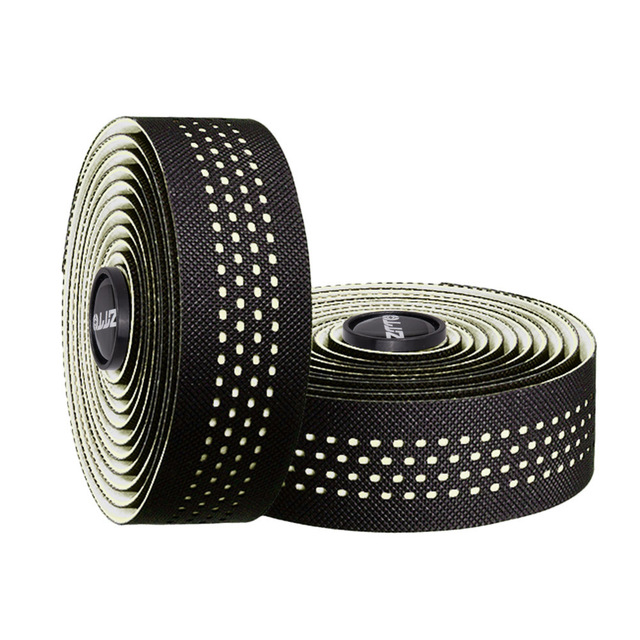 2 Rolls Non-Slip Anti-skid Road Bike Bicycle Handlebar Tape Bar Tape EVA Ribbon Grip Wrap PU Leather with Bar End Plug