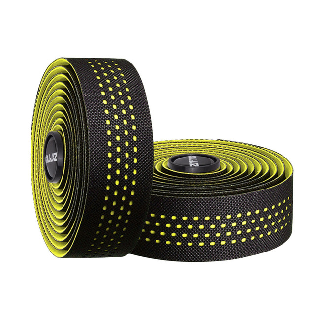 2 Rolls Non-Slip Anti-skid Road Bike Bicycle Handlebar Tape Bar Tape EVA Ribbon Grip Wrap PU Leather with Bar End Plug
