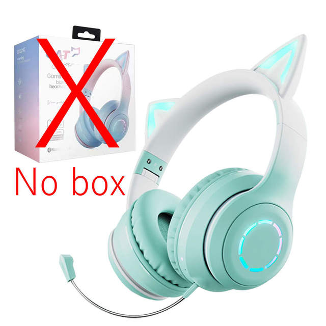 Pink Cat Ear Wireless Headphones RGB Lighting with MIC for Girls Kids Gaming Headset Bluetooth 5.1 Stereo Music Gamer Girl Gifts