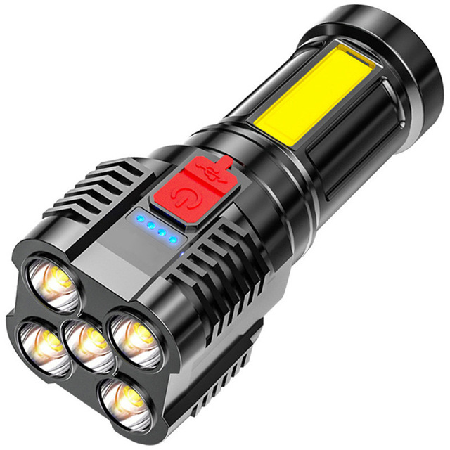 5 LED High Power Led Flashlights Rechargeable Torch Light Waterproof Portable Spotlight 18650 Battery COB Light Outdoor Lantern
