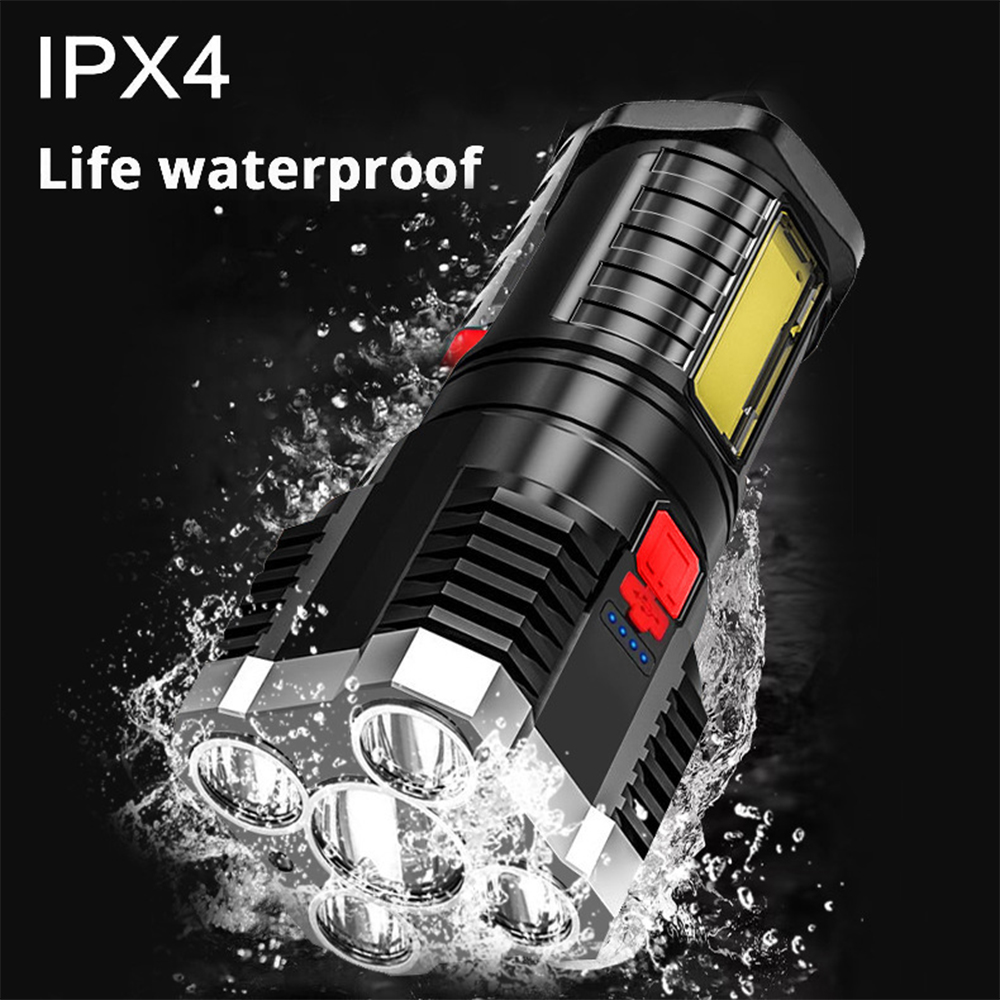 5 LED High Power Led Flashlights Rechargeable Torch Light Waterproof Portable Spotlight 18650 Battery COB Light Outdoor Lantern