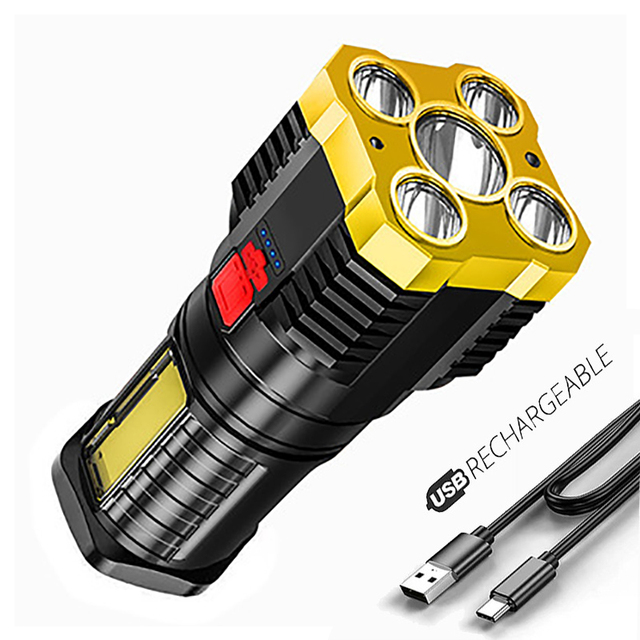5 LED High Power Led Flashlights Rechargeable Torch Light Waterproof Portable Spotlight 18650 Battery COB Light Outdoor Lantern