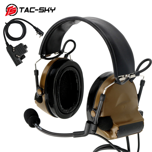Tactical Headset COMTAC II Pickup and Noise Reduction Military Airsoft Headphone Hearing Protection Shooting Headset