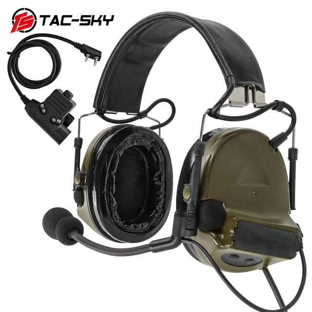 Tactical Headset COMTAC II Pickup and Noise Reduction Military Airsoft Headphone Hearing Protection Shooting Headset