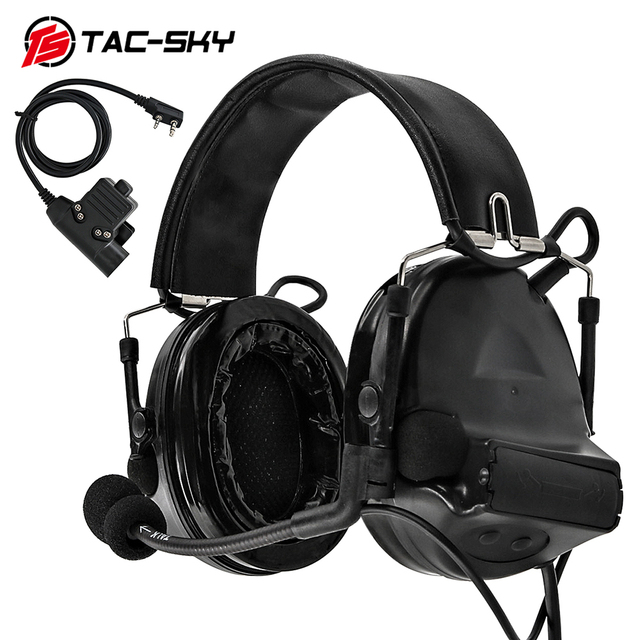 Tactical Headset COMTAC II Pickup and Noise Reduction Military Airsoft Headphone Hearing Protection Shooting Headset