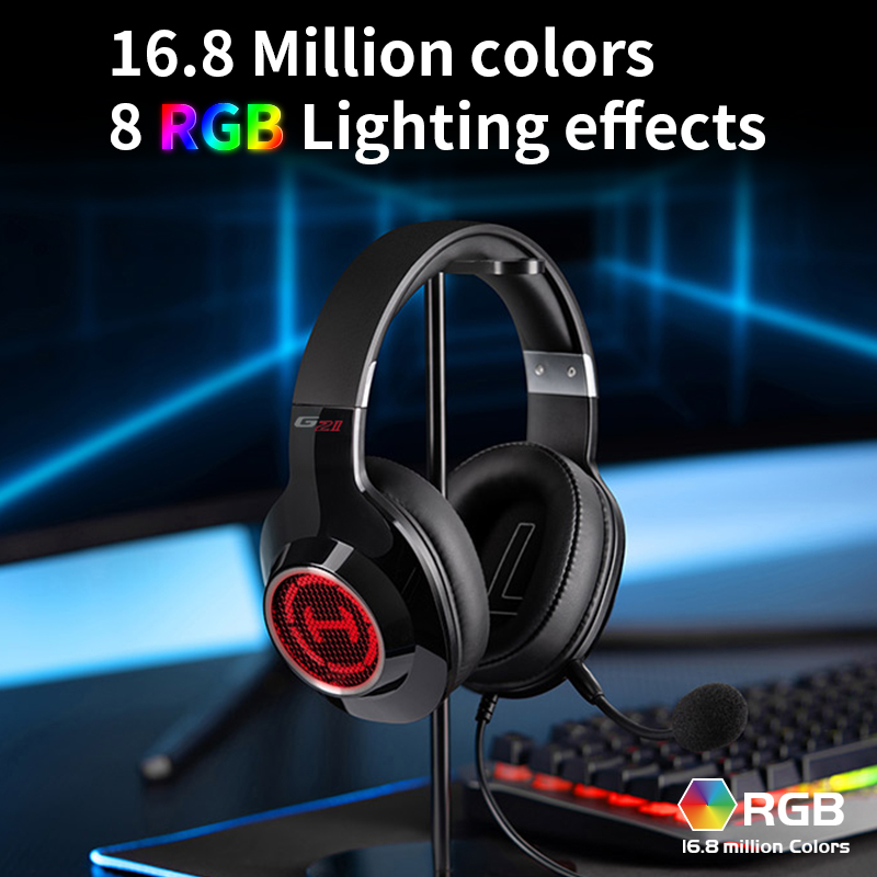 Gaming Headset Gamer Headphones Wired Headset 50mm driver 7.1 Surround Sound RGB Light Noise Cancelling Microphone