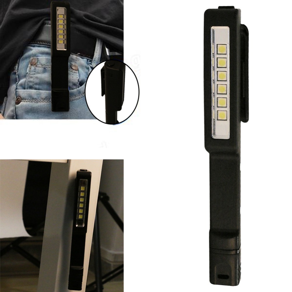 Mini LED Magnetic Flashlight 6*SMD LED Hanging Torch Lamp For Camping Working Inspection Light IPX4 Waterproof Car Repair Light