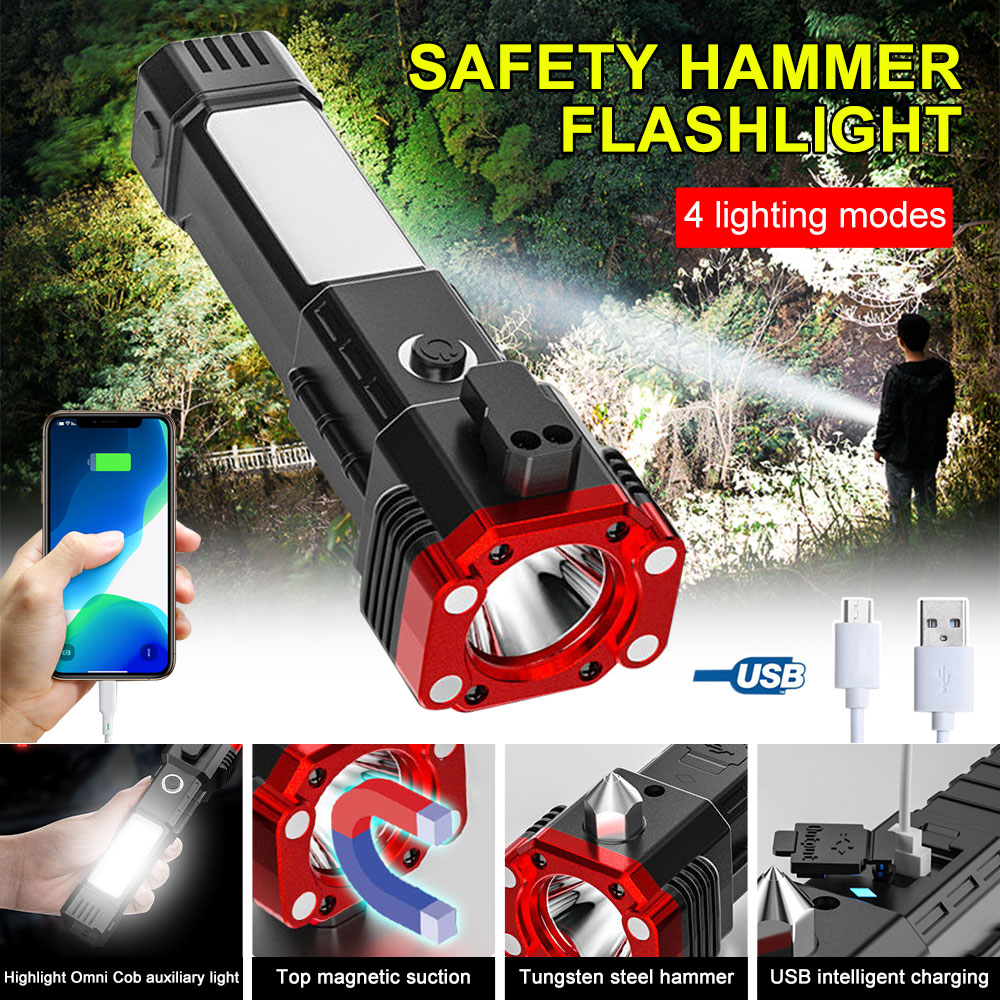 LED  TYPE-C USB Rechargeable Flashlight Torch Light  Waterproof Emergency Self-Rescue Hand Lamp Tactical Light