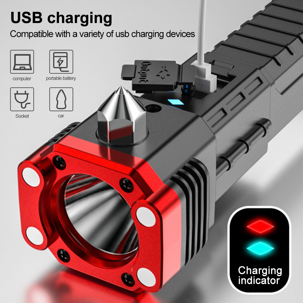 LED  TYPE-C USB Rechargeable Flashlight Torch Light  Waterproof Emergency Self-Rescue Hand Lamp Tactical Light