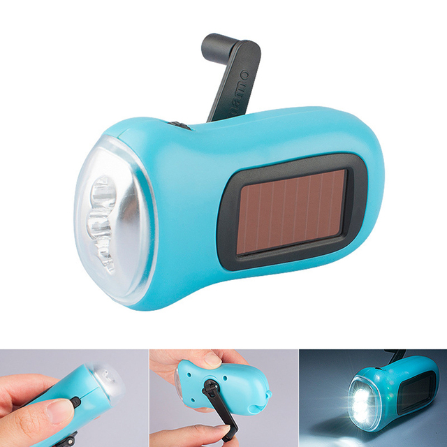 LED Emergency Powerful Flashlight Hand Crank Dynamo Torch Lanter Solar Power Tent Lighting for Outdoor Camping Hiking Fishing