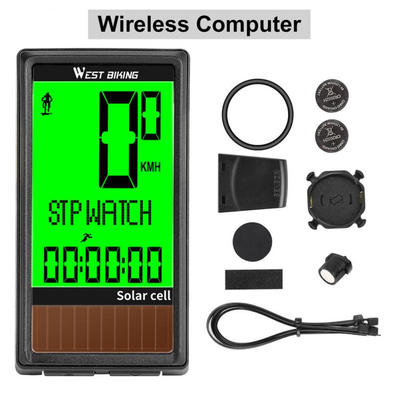 Wireless Solar Power Bicycle Computer Code Table Mountain Road Bike Big Letter Code Table Five Languages Waterproof Speedometer
